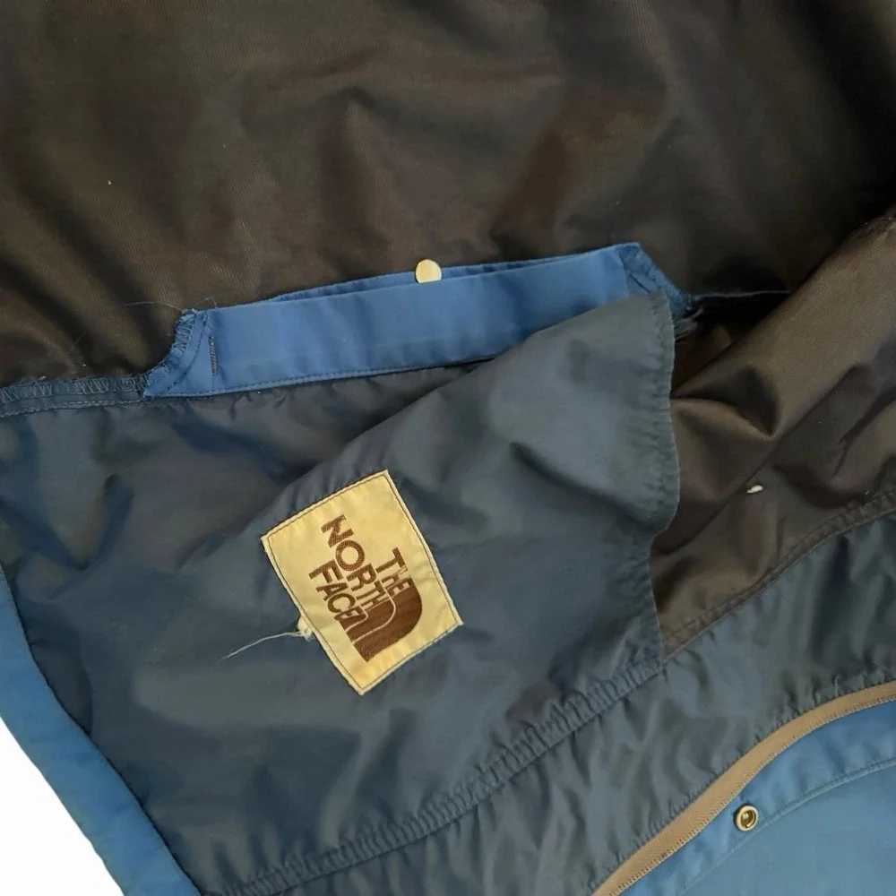 Vintage The North Face Blue Jacket gore tex Brown Label Mens Large Zipper Broken